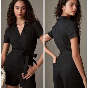 Maeve Linen Blend Wrap Belted Romper Size 10